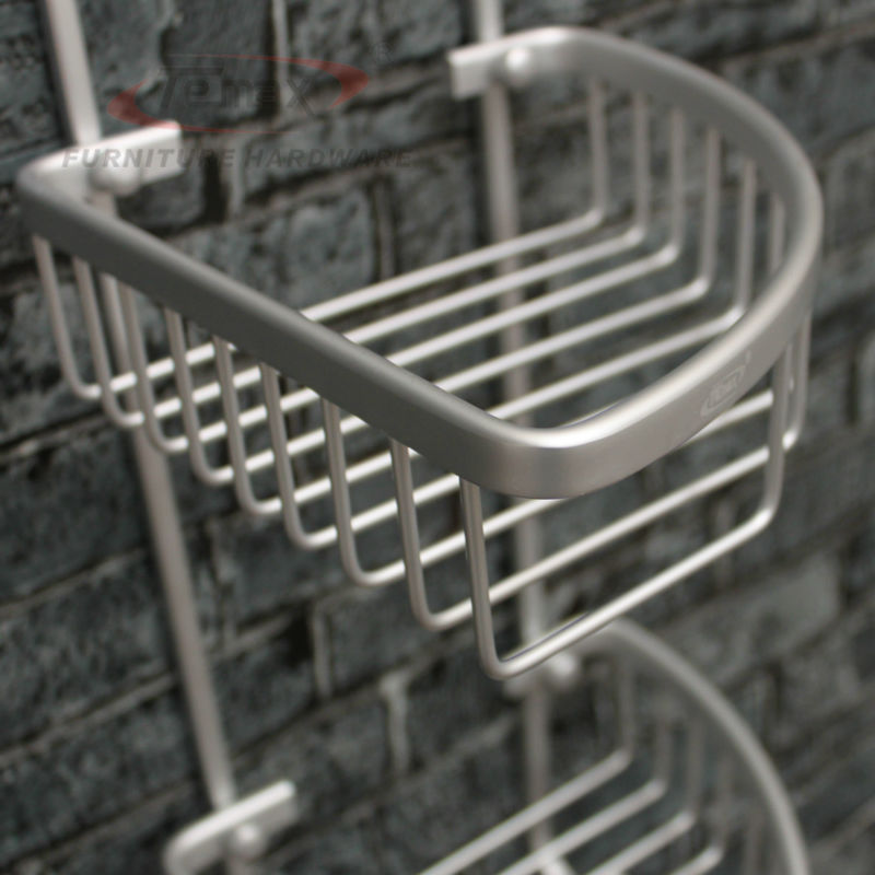 Dual Tier Space Aluminum Towel Bath Shower Basket Bar Shelf For Bathroom Shelves Rack Washroom