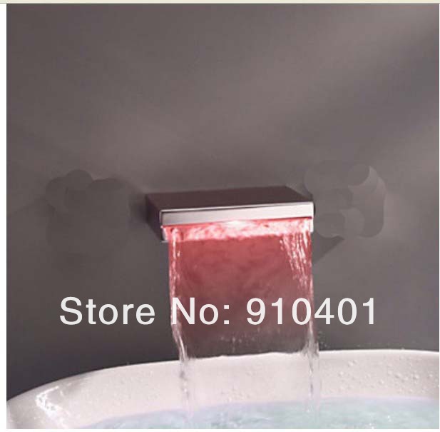 Wholesale And Retail Promotion  LED Color Changing Modern Square Wall Mounted Waterfall Faucet Spout Replacement