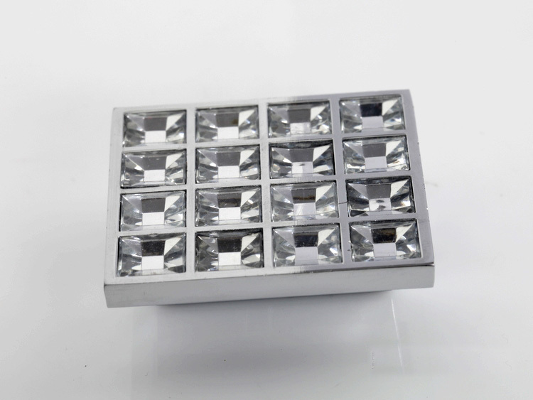50PCS K9 Crystal Glass Chrome Furniture Knobs Cabinet Door Handle (Sizes: 50mm*50mm)