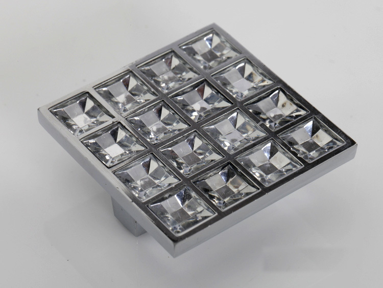 50PCS K9 Crystal Glass Chrome Furniture Knobs Cabinet Door Handle (Sizes: 50mm*50mm)