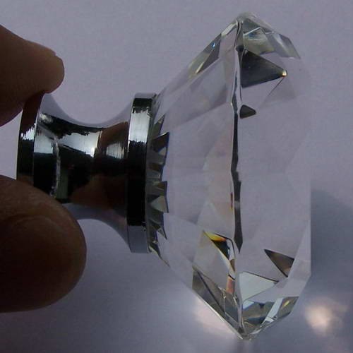 5pcs 40mm K9 Crystal Handles Contemporary Chroming Diamond Shaped Big Drawer Ark Chest Cabinet Hardware Fittings for Furniture