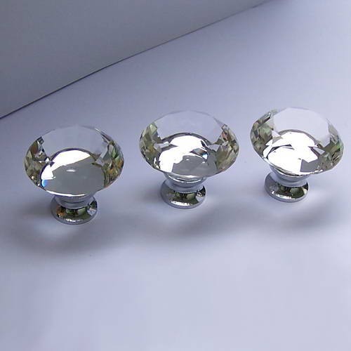 5pcs 40mm K9 Crystal Handles Contemporary Chroming Diamond Shaped Big Drawer Ark Chest Cabinet Hardware Fittings for Furniture
