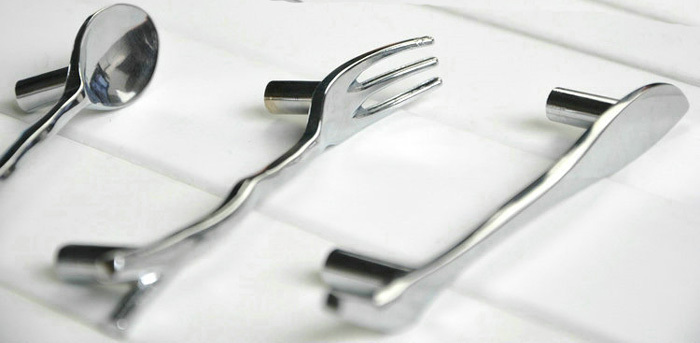 6PCS/Lot Retro Tableware Knife/Spoon/Fork Zinc Alloy Kitchen Cupboard Cabinet Wardrobe Door Drawer Pull Handle