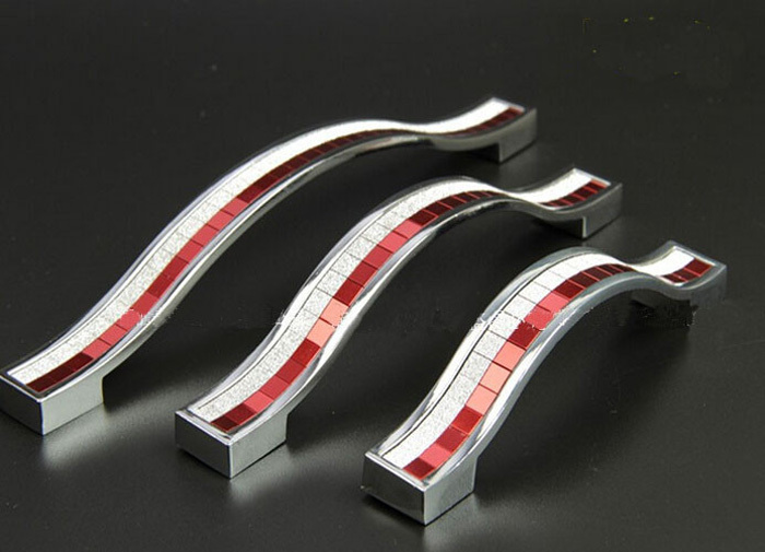 Hot sale Shiny Cabinet Handle Cupboard Drawer Pull Bedroom Handle Modern Furniture Pulls Red 128mm
