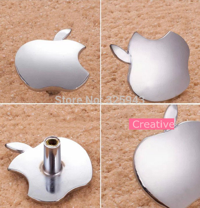 Free Shipping 10pcs Zinc Alloy Chrome Color  Creative Apple Dresser Drawer Knobs And Handles Shoes Cabinet Pulls Door Furniture