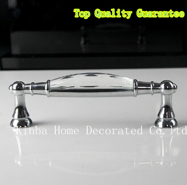 128mm Hot Selling K9 Black Crystal Glass Handles Black and Clear Knobs for cupboard kitchen Cabinet  bedroom cabinet