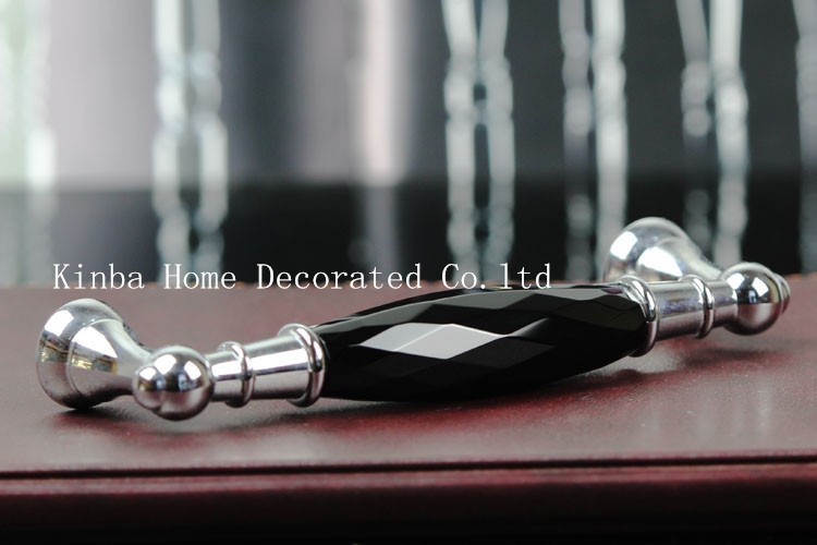 96mm Hot Selling K9 Black Crystal Glass Handles Black and Clear Knobs for cupboard kitchen Cabinet  bedroom cabinet