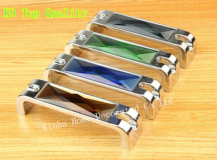 96mm Hot Selling K9 Blue Crystal Glass Handles and Knobs for cupboard kitchen Cabinet  bedroom cabinet