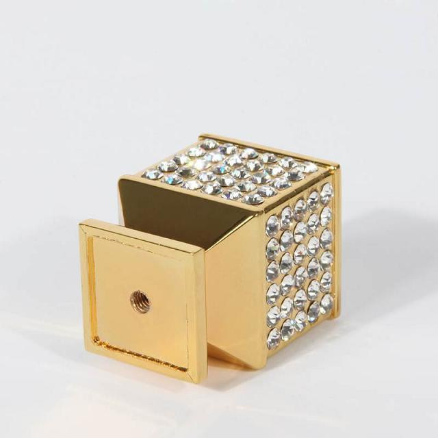L30xW30xH40 Crystal Glass Diamond Golden Cabinet Closet  Drawer Knob and Handle wardrobe pulls