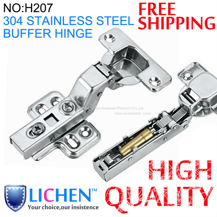 (4 pieces/lot)LICHEN 304 stainless steel half overlay buffer Hinges Soft-close Hinges Cabinet Cupboard Hinges