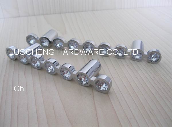 50PCS/ LOT 110 MM CLEAR CRYSTAL HANDLE WITH ALUMINIUM ALLOY CHROME METAL PART