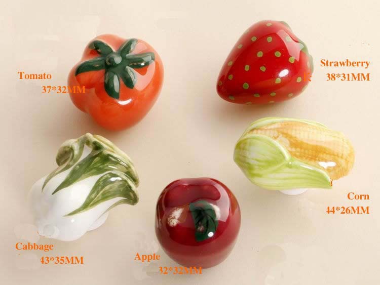 10pcs Cartoon style Ceramic knob sepcial for Kids/Kitchen Ceramic Door Cabinets Cupboard knob and handles tomato,apple,corn etc.