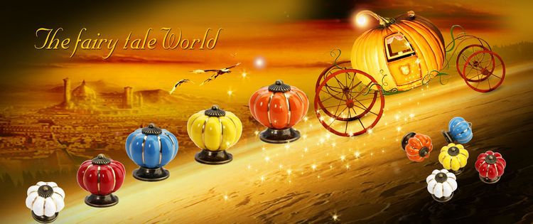 2014 hot selling European Ceramic Door Cabinets Cupboard Pumpkins Knobs Handles Pull Drawer black, red, yellow, green, orange