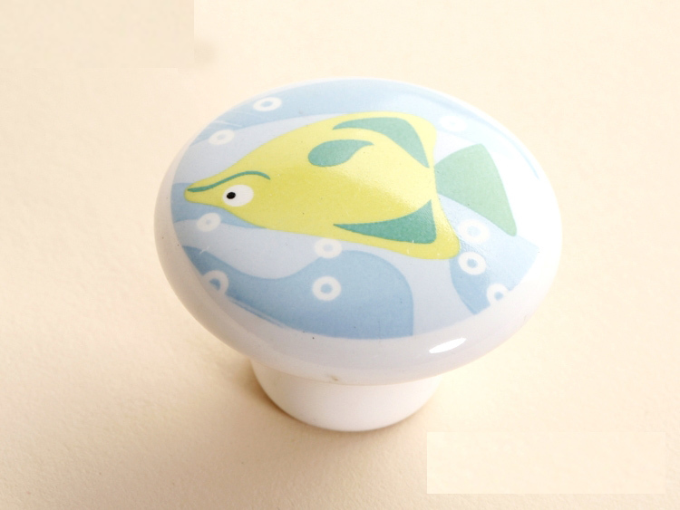 38mm butterfly fish painted Ceramic Knobs Kids Bedroom Kitchen Door Cabinet Cupboard Knob Pull Drawers Handle