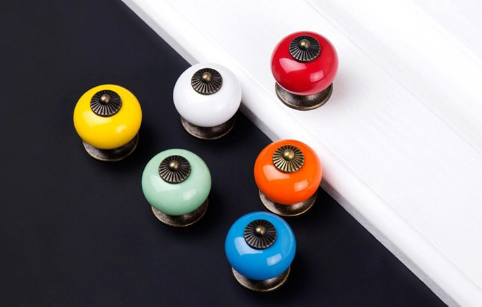 5pcs Ceramic Cupboard Furniture Handles Pull Drawer Knob for home decor Candy Colors Cute Kid's Bedroom Cabinet Handles Knob