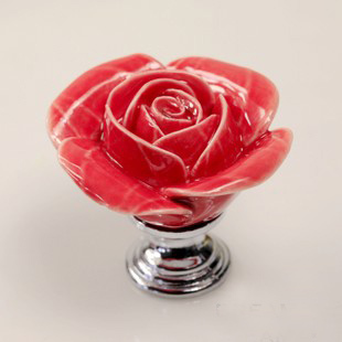 Handmade Rose Ceramic Bedroom Furniture Cabinet Cupboard Drawer Knob Pull Handle 20PCS/lot free shipping