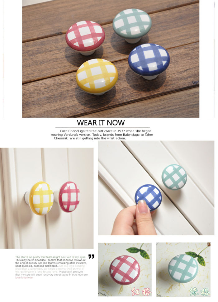 Modern Romatic Round ceramic furniture handle cabinet kitchen knob red blue green yellow Simple Fashion pulls for children room
