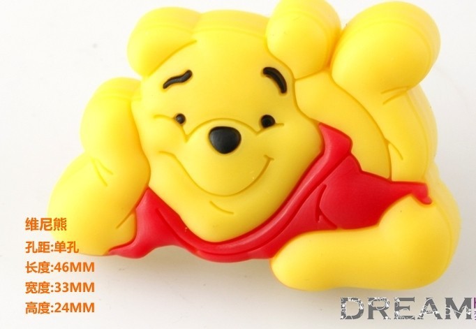 Kids knob prevent soft cartoon cute yellow bear knob Hardware cabinet drawer handle children furniture knob