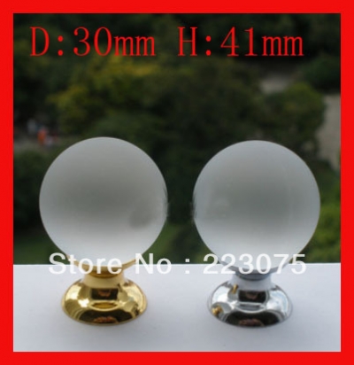 -10pcs 30mm K9 Mat Crystal Glass+ copper base Pull Handle Cabinet Drawer Door Knobs golden&silver color