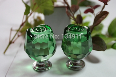 2pcs 30mm Green Rose Flower Glass Furniture Handles Knob Pulls Bulk Price