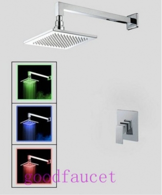 Bathroom Rainfall Shower Faucet Set LED Shower Head Set Faucet With Handy Unit Tap Color Changing