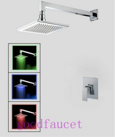 Bathroom Rainfall Shower Faucet Set LED Shower Head Set Faucet With Handy Unit Tap Color Changing [LED Shower-3392|]