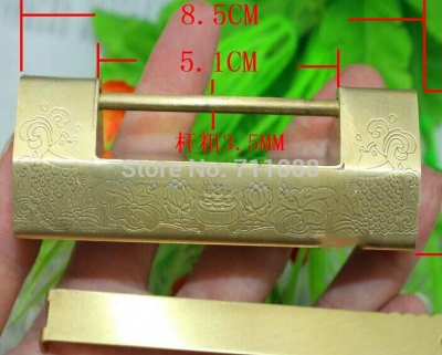 Copper rich fish padlock lock old open padlock decorated cross old lock with a lock of marriage [Buckleaccessories-132|]