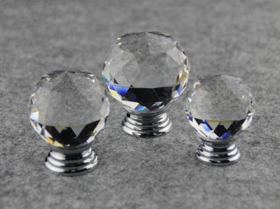 Door Hareware Clear Crystal Glass Chrome Cabinet Furniture Knobs New (Diameter: 40MM)
