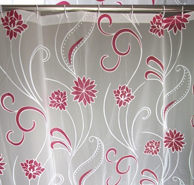 Free Sgipping Wholesale And Retail Promotion NEW Euro Style Red bauhinia Pattern Shower Curtain Waterproof Curtain W/ Hooks
