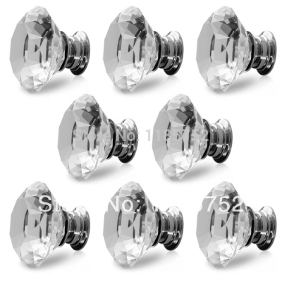 Free Shipping 5pcs/lot Clear Acrylic Diamond Shaped Door Pulls Knobs Drawer Cabinet Wardrobe Cupboard Handles 30mm Hardware [Knobs-6|]