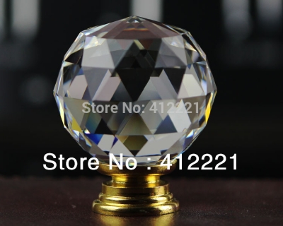 Free Shipping Mixed Crystal Ball Cut Faces Pull Handle Knob In Brass for Furniture Drawer Cabinet Cupboard Wardrobe Dresser