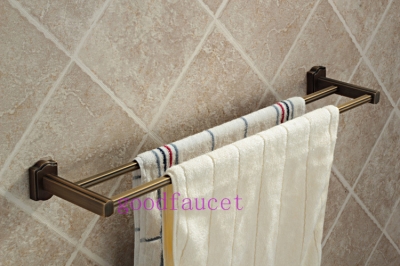 Luxury Bathroom Accessory Brass Towel Racks, Double Tier,Antique Bronze Finished Wall Mounted Towel Holder [Towel bar ring shelf-4600|]