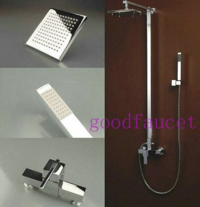 Modern Bathroom Square Rainfall Shower Set Faucet Mixer Tap 8" Brass Shower Head W/ Handheld Shower Chrome [Chrome Shower-2510|]