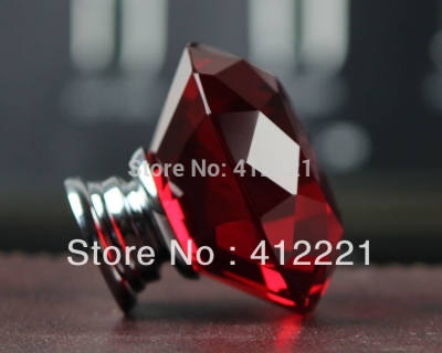 NEW - 10 X 40mm red Crystal diamond Cabinet Knob In Chrome Drawer Pull Handle Kitchen Door Wardrobe Hardware [CrystalDoorknob&Furniturehandle-167|]