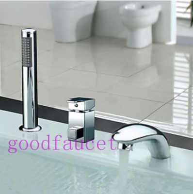 NEW Contemporary Bathroom Widespread Chrome Finish Brass Single Handle Tub Faucet With Handheld shower Mixer Tap