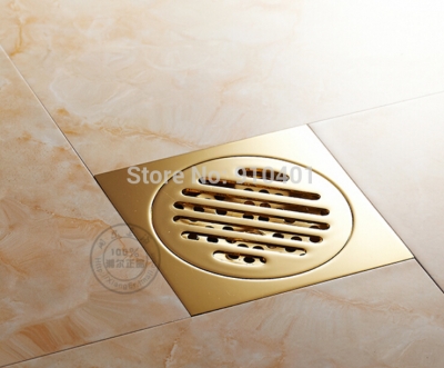 NEW Floor Drainer Golden Brass Bathroom Shower Drain Washer Waste