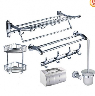 NEW Luxury wholesale & retail polished stainless steel bathroom sanitary ware accessories 6pcs/lot [Storage Holders & Racks-4415|]