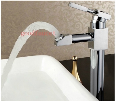 NEW Wholesale / retail Promotion Chrome Robot Series Tall Brass Basin Faucet w/360 Rotating Spout Mixer Tap [Chrome Faucet-1492|]