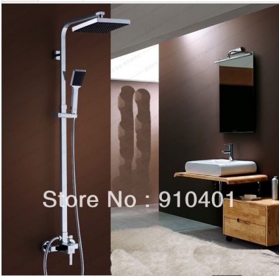 Wholesale And Retail Promotion 8" Square Rainfall Shower Faucet Set Bathoom Tub Mixer Tap Shower Column Chrome