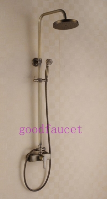 Wholesale And Retail Promotion Antique Brass Wall Mounted Rain Bath Shower Mixer Faucet Tap W/ Hand Shower Set
