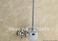 Wholesale And Retail Promotion Bathroom Wall Mounted Toilet Brush Holder Flower Ceramic Cup With Brush Chrome