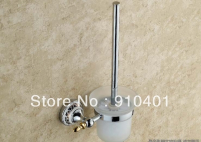 Wholesale And Retail Promotion Bathroom Wall Mounted Toilet Brush Holder Flower Ceramic Cup With Brush Chrome [Bath Accessories-671|]