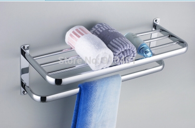 Wholesale And Retail Promotion Chrome Brass Bathroom Towel Rack Holder Clothe Shelf Towel Bar Holder Wall Mount