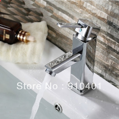 Wholesale And Retail Promotion Deck Mounted Square Bathroom Basin Faucet Single Handle Sink Mixer Tap Chrome