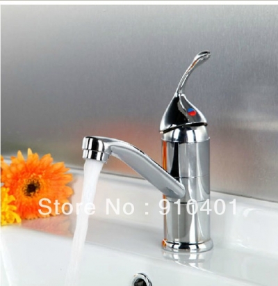 Wholesale And Retail Promotion Deck Mounted Swivel Spout Bathroom Basin Faucet Kitchen Sink Mixer Tap Chrome [Chrome Faucet-878|]