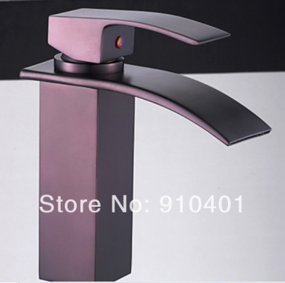 Wholesale And Retail Promotion Deck Mounted Waterfall Bathroom Basin Faucet Single Handle Vanity Sink Mixer Tap [Oil Rubbed Bronze Faucet-3779|]