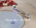 Wholesale And Retail Promotion Fashion LED Waterfall Bathroom Basin Faucet Dual Handles Vanity Sink Mixer Tap