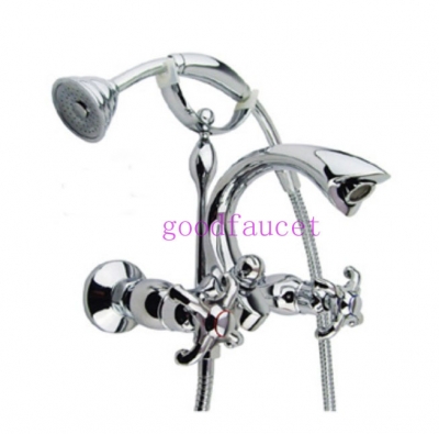 Wholesale And Retail Promotion Luxury Chrome Brass Bathroom Shower Set Bathtub Faucet Wall Mounted Dual Handles [Wall Mounted Faucet-5192|]