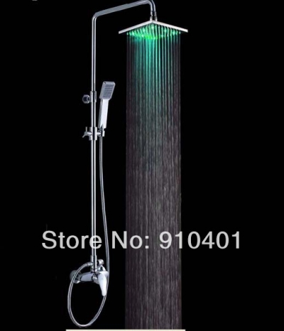 Wholesale And Retail Promotion Luxury LED 8" Rain Shower Head Single Handle Valve Mixer With Hand Shower Chrome [LED Shower-3476|]
