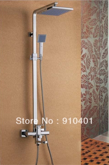 Wholesale And Retail Promotion Luxury Wall Mounted 8" Rain Square Bathroom Shower Faucet Set Bathtub Mixer Tap [Chrome Shower-2332|]